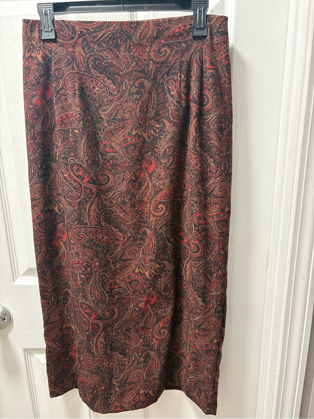 Kim Rogers Brown & Red Paisley Pencil Skirt